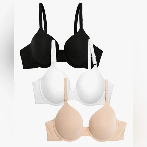 🍇NWOT Fruit of the Loom Cotton T-Shirt Bra 3-Pack 36DD - Picture 1 of 7